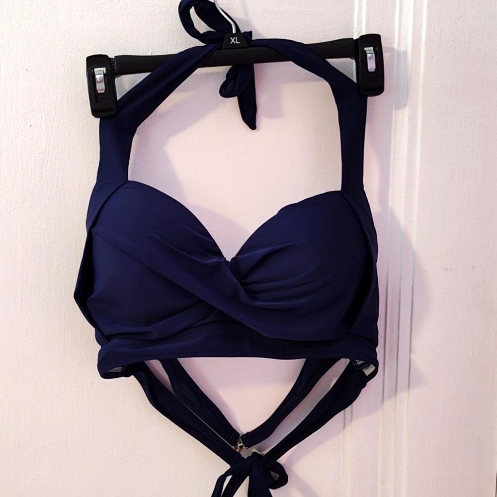 XL navy halter bikini top